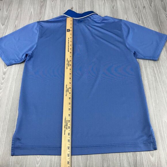 FJ Footjoy Golf Polo Shirt Men's‎ Medium Blue Performance Wicking Stretch - Picture 8 of 10